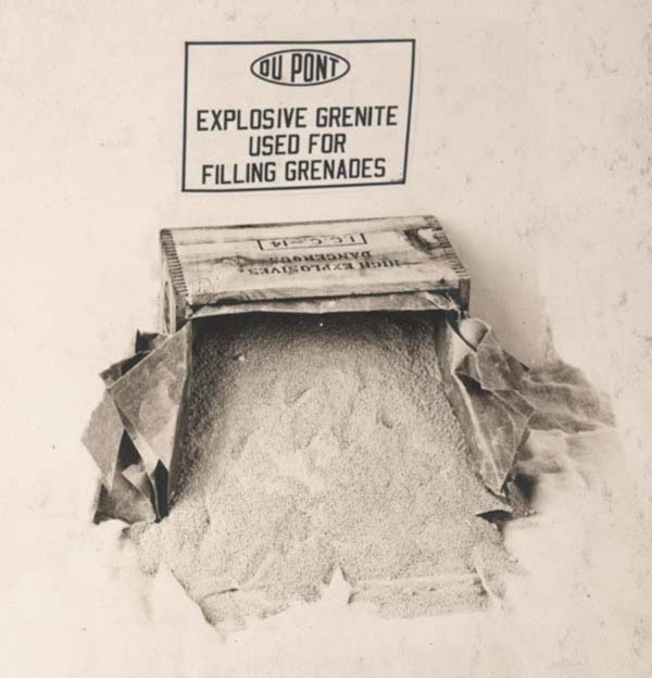 Explosive Grenite is used for filling grenades and manufactured by the Du Pont Company, December, 1918.