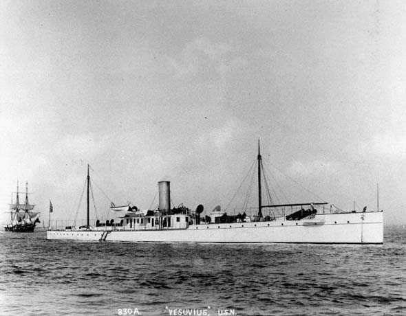 USS Vesuvius, a 930-ton 'dynamite gun cruiser' built at Philadelphia, Pennsylvania, was commissioned in June 1890.