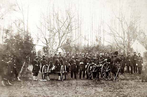 Coffee Mill Gun on the right, 1862.
