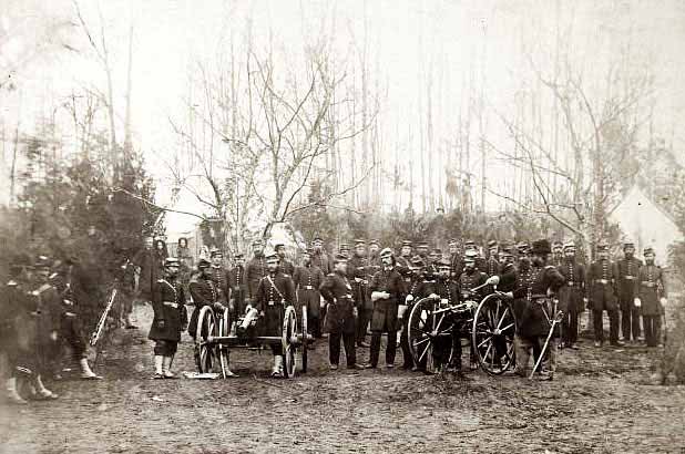 Coffee Mill Gun on the right, 1862.