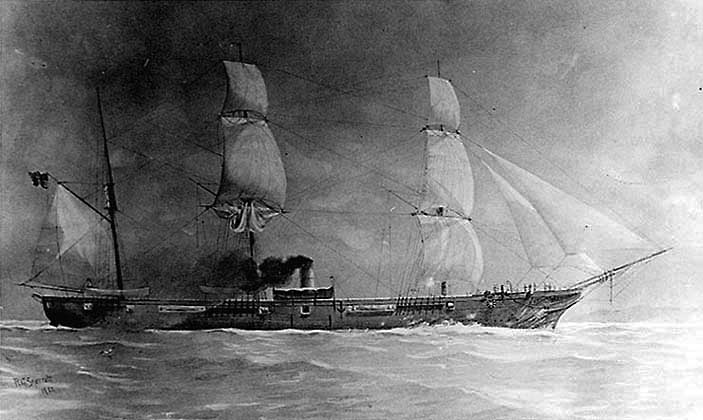 USS Housatonic. Drawing by R.G. Skerrett.