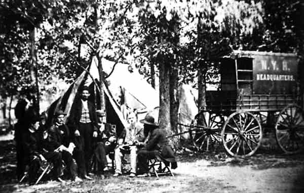 New York Herald Wagon Delivering Newspapers to the Front Lines During the Civil War.