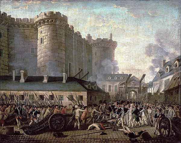 Storming of the Bastille and arrest of the Governor M. de Launay, July 14, 1789.