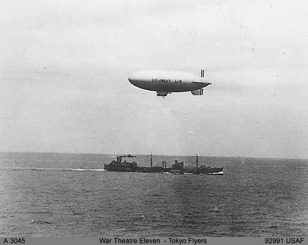 US Navy's L-8 Airship on patrol.