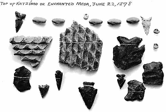 Native American relics (mostly arrowheads) found on the Enchanted Mesa, June 22, 1898.