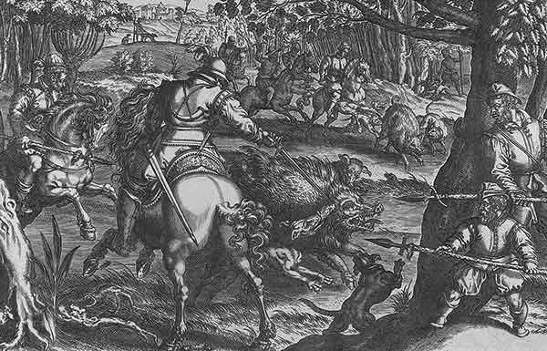 Wild Boar Hunt with Spears.